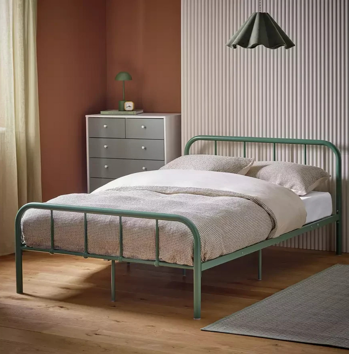 Home Charlie Small Double Bed Frame Sage Green | Metal Bedroom Furniture