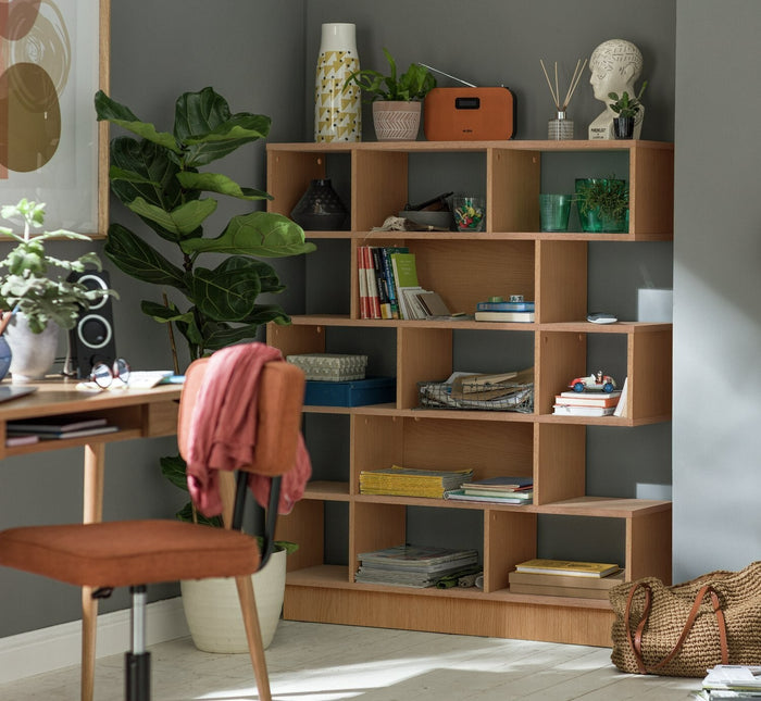 Home Cube Wide Shelving Unit - Oak Effect