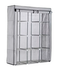 Home Double Modular Fabric Wardrobe Grey and Black | Portable Clothes Storage Ca