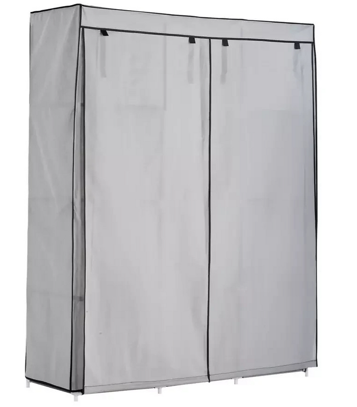 Home Double Modular Fabric Wardrobe Grey and Black | Portable Clothes Storage Ca