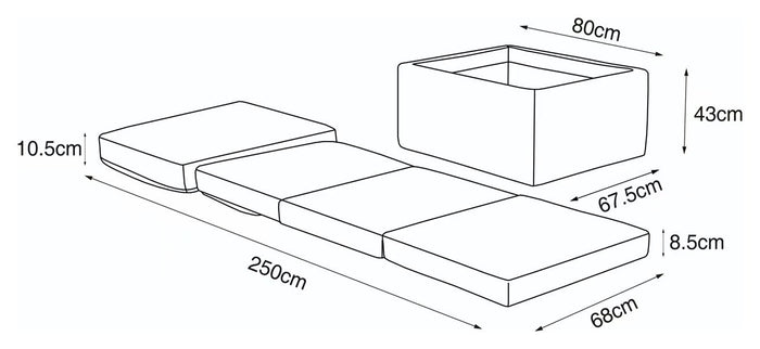 Home Faron Fabric Bed in a Box - Grey | Compact Guest Bed