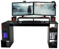 Home Gaming Desk - Black| Sturdy Study Workstation PC Table Office Room Decor