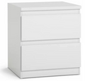 Home Jenson 2 Drawer Bedside Table - White Gloss | Bedroom Storage Nightstand