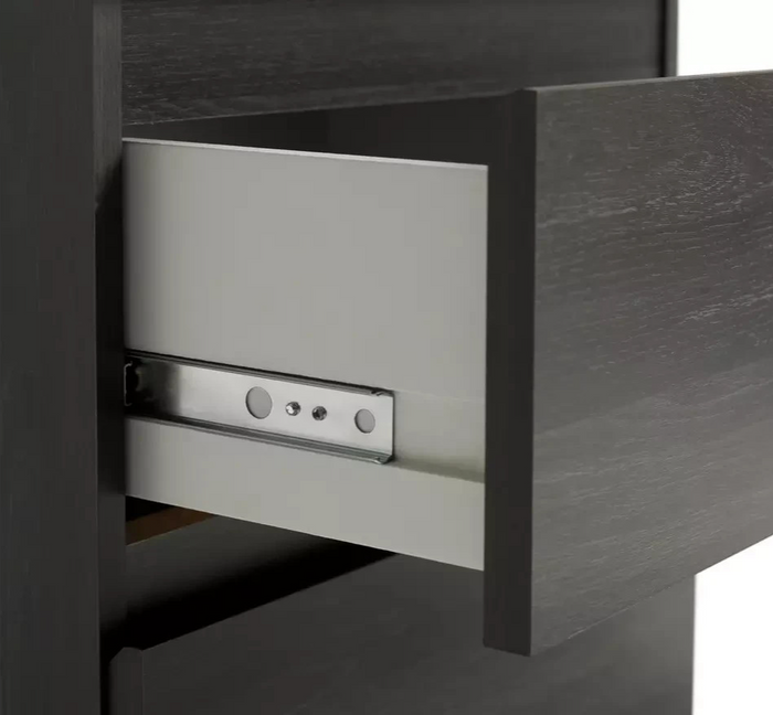 Home Jenson 2 Drawer Bedside Table Black Oak Effect | Bedroom Storage Nightstand