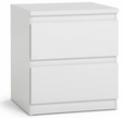 Home Jenson 2 Drawer Bedside Table Matte White | Bedroom Storage Nightstand Unit