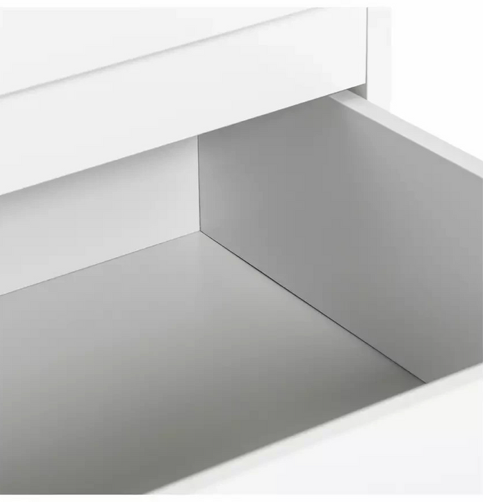 Home Jenson 2 Drawer Bedside Table Matte White | Bedroom Storage Nightstand Unit