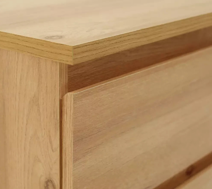 Home Jenson 2 Drawer Bedside Table Oak Effect | Bedroom Storage Nightstand Unit