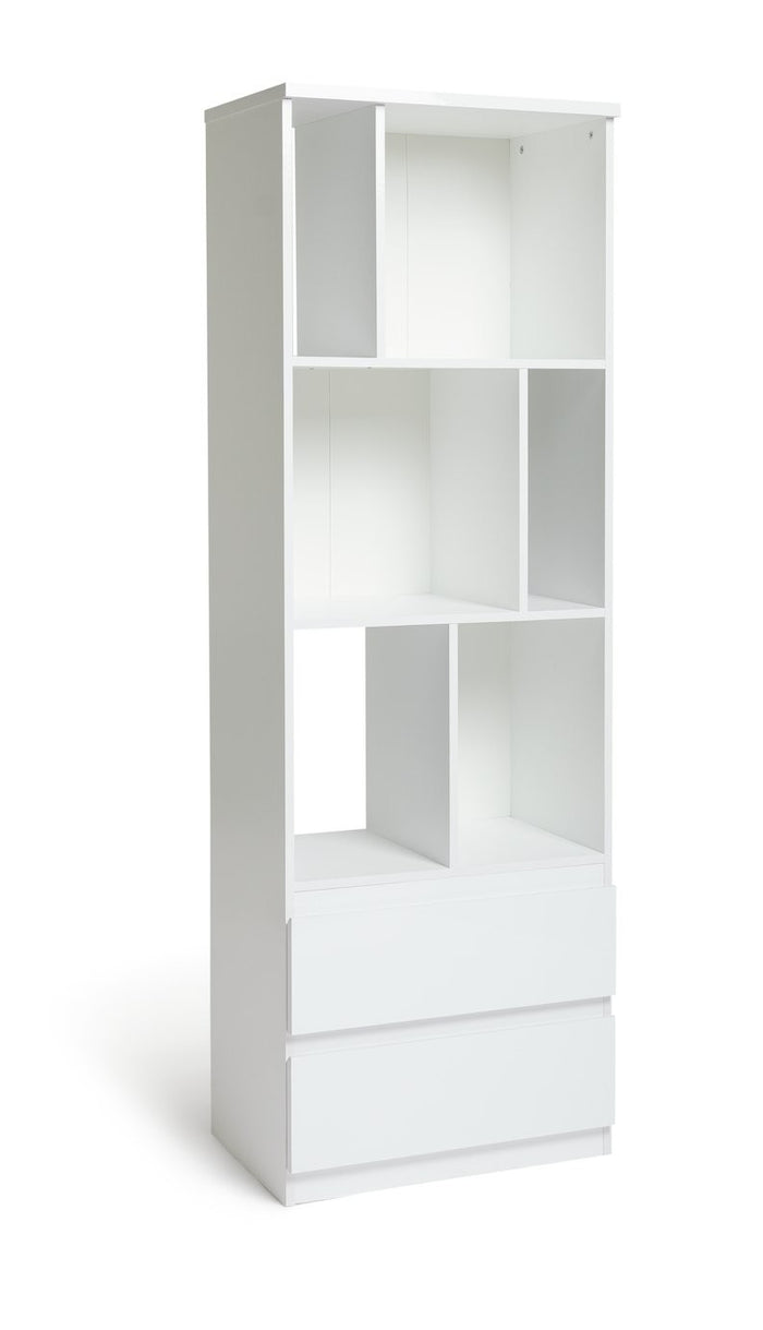 Home Jenson Narrow Bookcase - White Gloss | Slim Home Storage