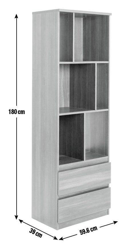 Home Jenson Narrow Bookcase - White Gloss | Slim Home Storage