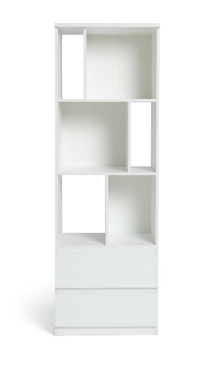 Home Jenson Narrow Bookcase - White Gloss | Slim Home Storage