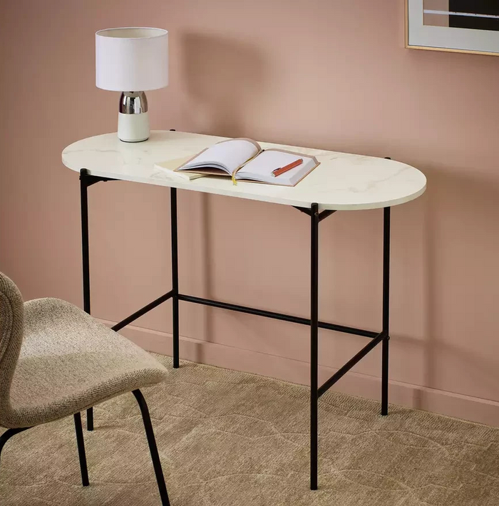 Home Jules Marble Style Office Desk White | Modern Home Office Desk Table