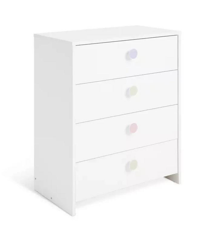 Home Juno 4 Drawer Chest White | Bedroom Storage Furniture Unit
