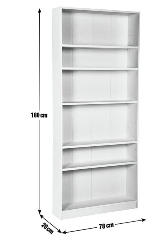 Home Maine Bookcase - Grey | Modern Tall Storage Shelf for Books Living Room