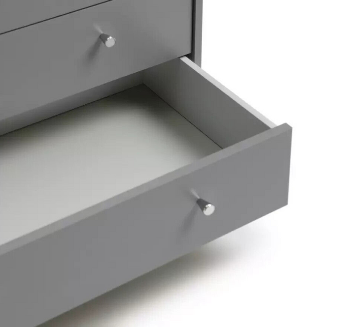 Home Malibu 7 Drawer Chest - Grey|Bedroom Storage Unit for Clothes & Accessories