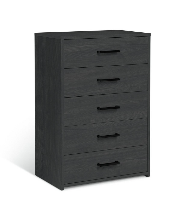 Home Oslo 5 Drawer Chest Black Oak Effect | Modern Furniture Storage Dresser