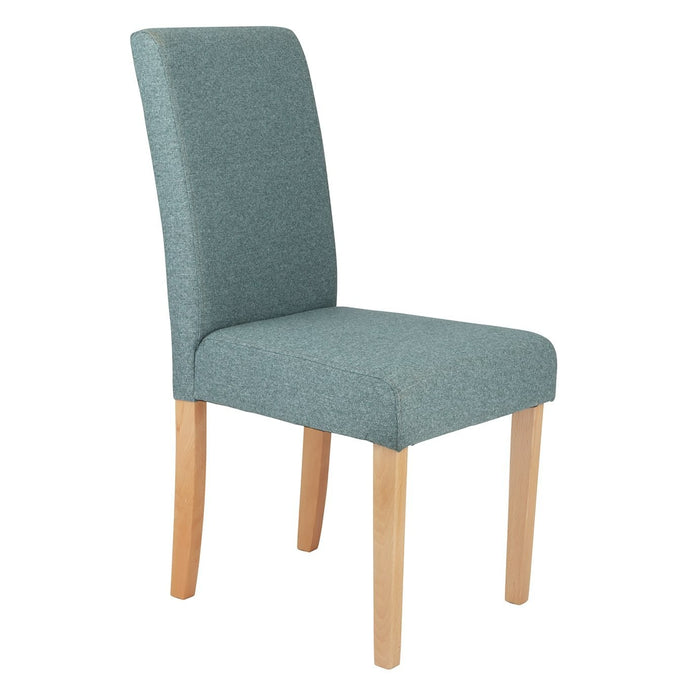 Home Pair of Midback Tweed Fabric Dining Chairs - Teal | Cozy Fabric Comfort