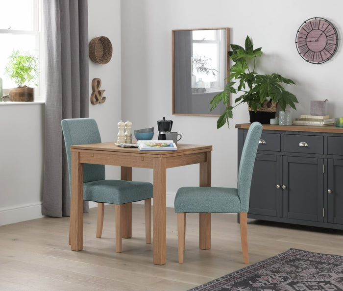 Home Pair of Midback Tweed Fabric Dining Chairs - Teal | Cozy Fabric Comfort