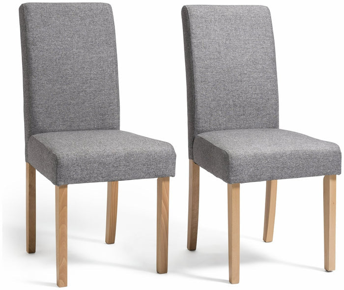 Home Pair of Tweed Fabric Dining Chairs - Grey | Textured Upholstered Comfort