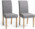 Home Pair of Tweed Fabric Dining Chairs - Grey | Textured Upholstered Comfort