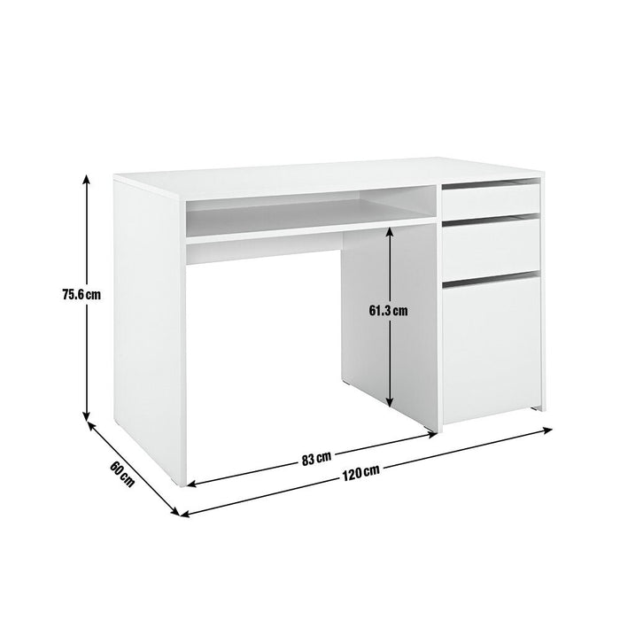 Home Pepper 2 Drawer Large Office Desk - Grey | Modern Computer Workstation
