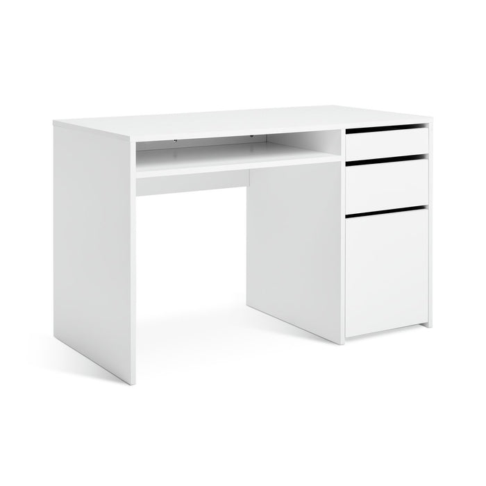 Home Pepper 2 Drawer Pedestal Office Desk - White | Modern Computer Workstation