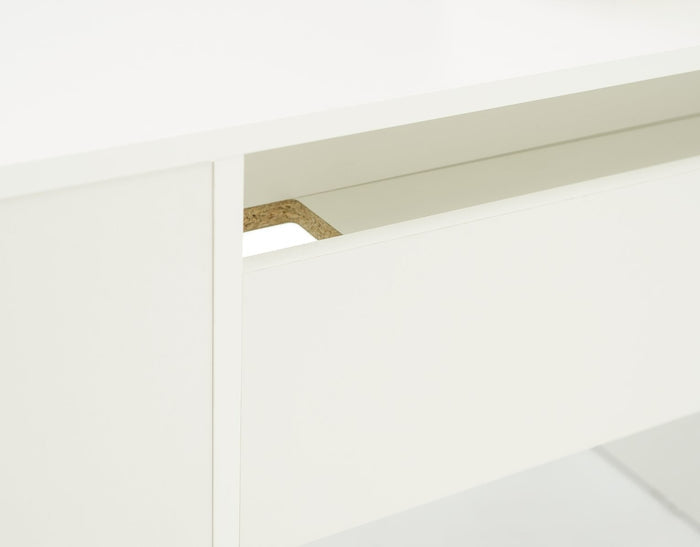 Home Pepper 2 Drawer Pedestal Office Desk - White | Modern Computer Workstation
