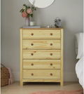 Home Scandinavia 5 Drawer Chest Pine | Bedroom Storage Solid Furniture Unit