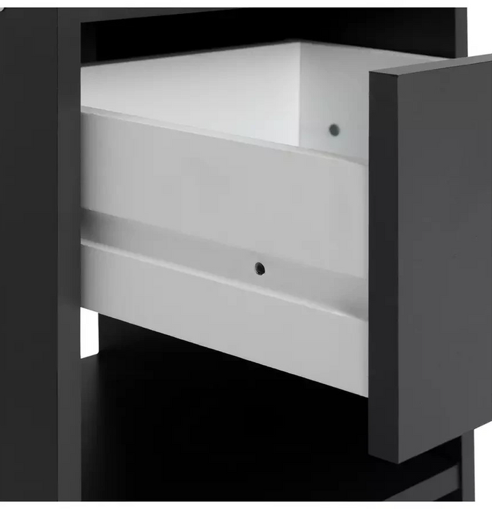 Home Seville 1 Drawer Bedside Table Anthracite | Bedroom Nightstand Storage Furn