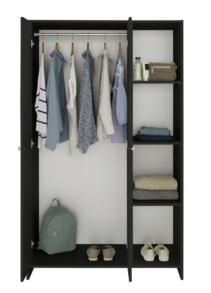 Home Seville 2 Door Open Shelf Wardrobe - Anthracite (B Grade)