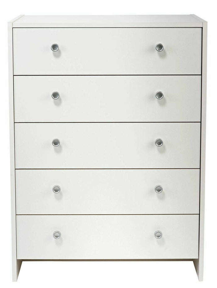 Home Seville 5 Drawer Chest - White (B Grade)