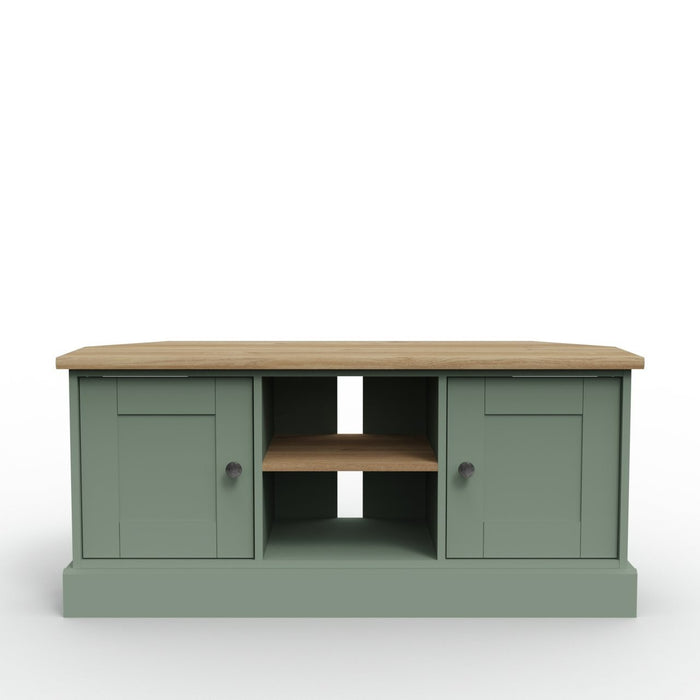 Home Winchester 2 Door Corner TV Unit - Green | Stylish Media Storage