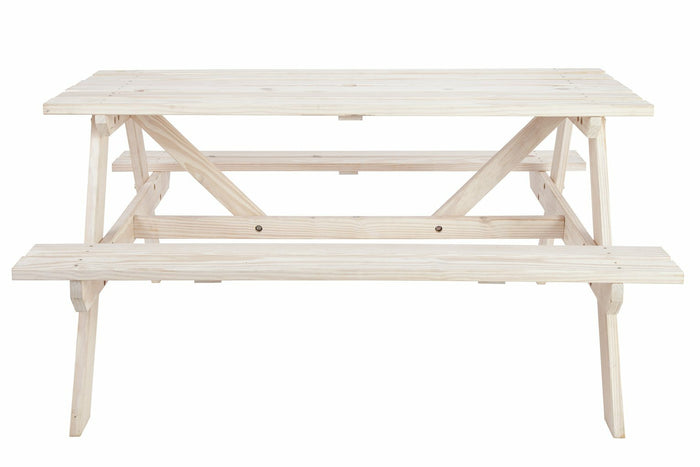 Home Wooden 4 Seater Picnic Table - White | Outdoor Patio Furniture for Backyard