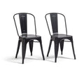 Industrial Pair of Metal Dining Chairs-Matt Black | Industrial dining chairs