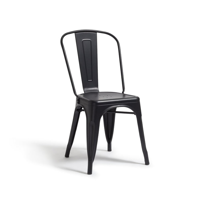 Industrial Pair of Metal Dining Chairs-Matt Black | Industrial dining chairs