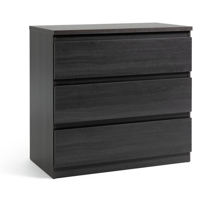 Jenson 3 Drawer Chest - Black Brown (B Grade)