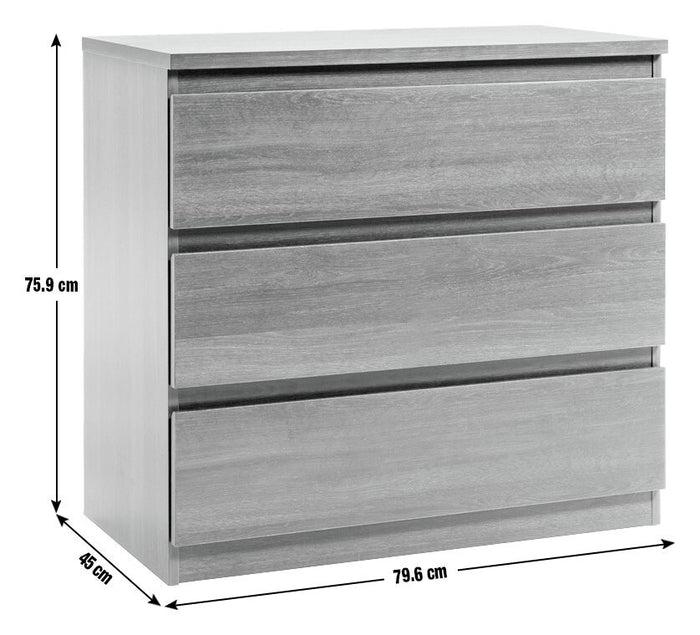 Jenson 3 Drawer Chest - Black Brown (B Grade)