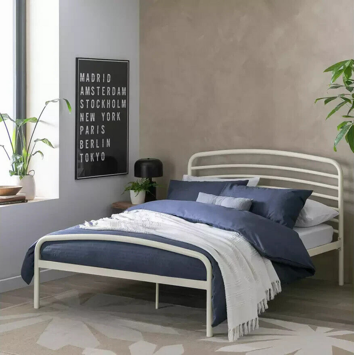 Jubilee Double Metal Bed Frame - Off White | Cream Metal Bed Frame Classic Style
