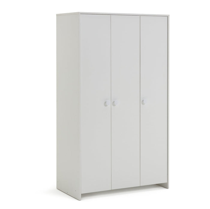 Kids Juno 3 Door Wardrobe - White | Spacious 3 Door Closet in White