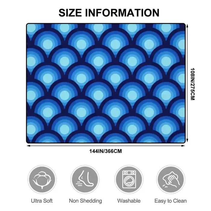 Large 70s Retro Rug 12x9 ft – Midcentury Plush Non-Slip Peacock Eye - retro rug