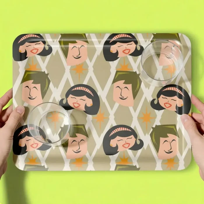 Large Atomic Retro 60s Serving Tray – Midcentury Dinner Lap Tray - Groß (43 x 33 cm) - Trays