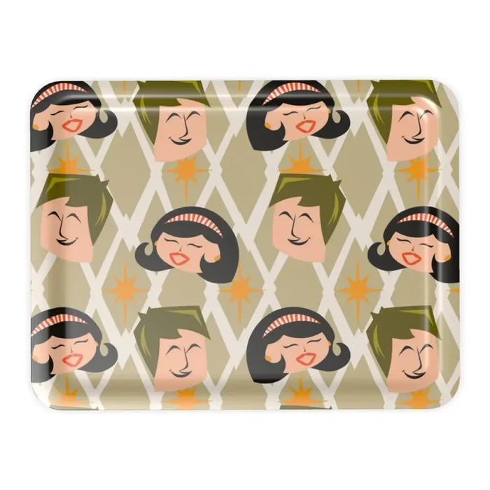 Large Atomic Retro 60s Serving Tray – Midcentury Dinner Lap Tray - Groß (43 x 33 cm) - Trays