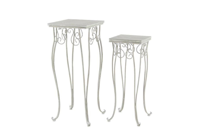 LARGE TRADITIONAL WHITE WOOD AND METAL TRICYCLE PLANT STANDS