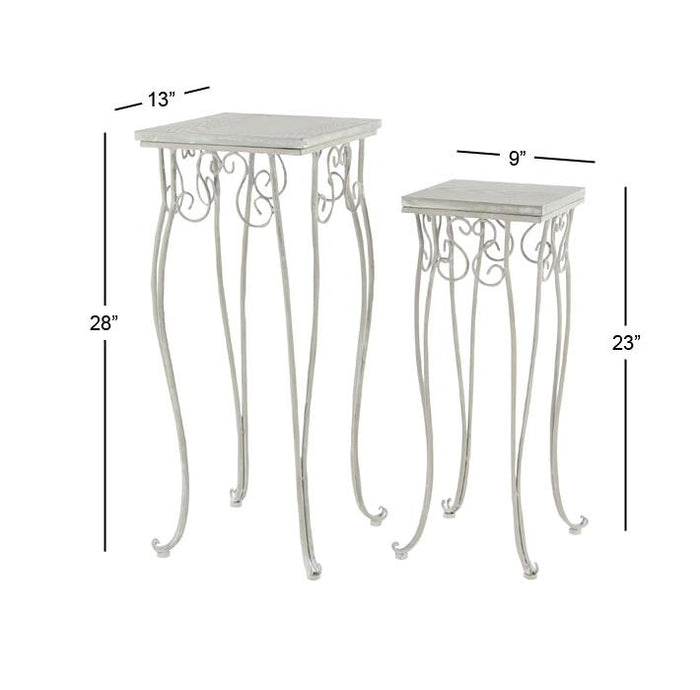 LARGE TRADITIONAL WHITE WOOD AND METAL TRICYCLE PLANT STANDS