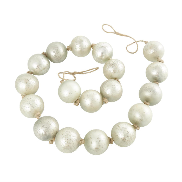 lass Handmade Round Extra Long Frosted Orb Beaded Garland with Tassel with Knotted Jute Rope