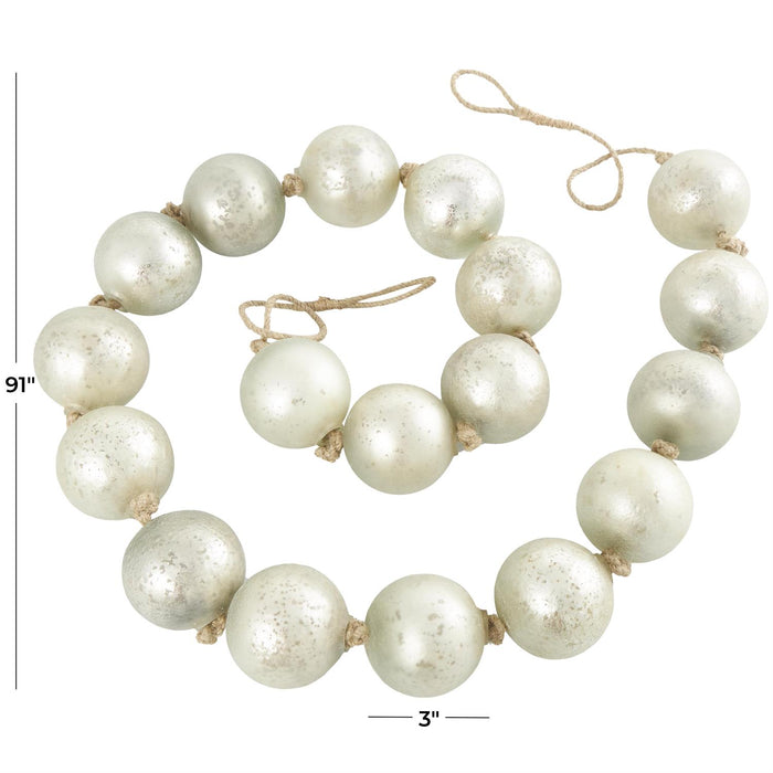 lass Handmade Round Extra Long Frosted Orb Beaded Garland with Tassel with Knotted Jute Rope