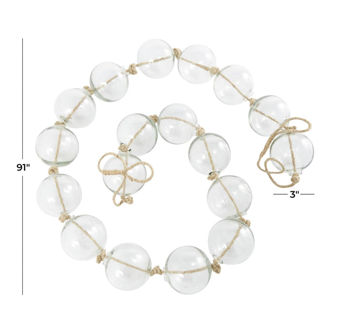 lass Handmade Round Extra Long Frosted Orb Beaded Garland with Tassel with Knotted Jute Rope