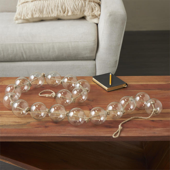 lass Handmade Round Extra Long Frosted Orb Beaded Garland with Tassel with Knotted Jute Rope