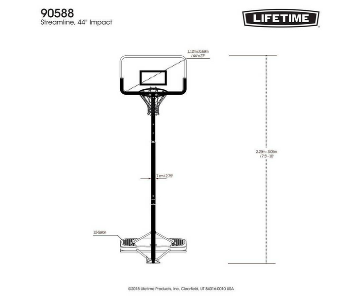 Lifetime Portable Adjustable Basketball Hoop and Backboard 44inch