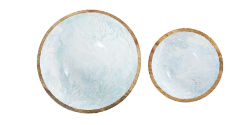 LIGHT BLUE MANGO WOOD HANDMADE NESTING DECORATIVE BOWL