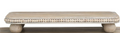 LIGHT BROWN MANGO WOOD BEADED TRAY WITH LARGE BALL FEET